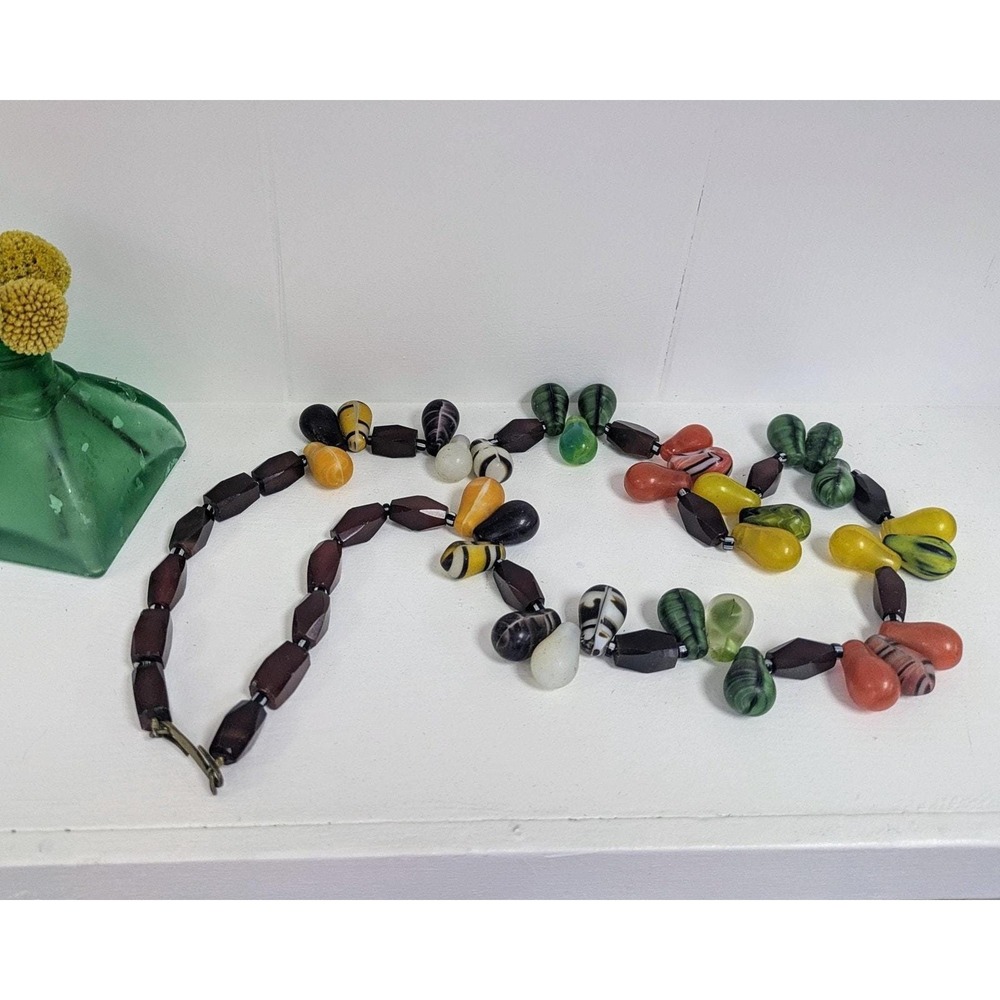 Vintage‎ 1930s Czech glass beaded necklace colorful Mali African trade bead - Picture 5 of 5